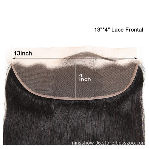 Straight 13x4 Lace Frontal Closure 100% Remy Human Hair Lace Closure Free/Middle/Three Part Natural Color